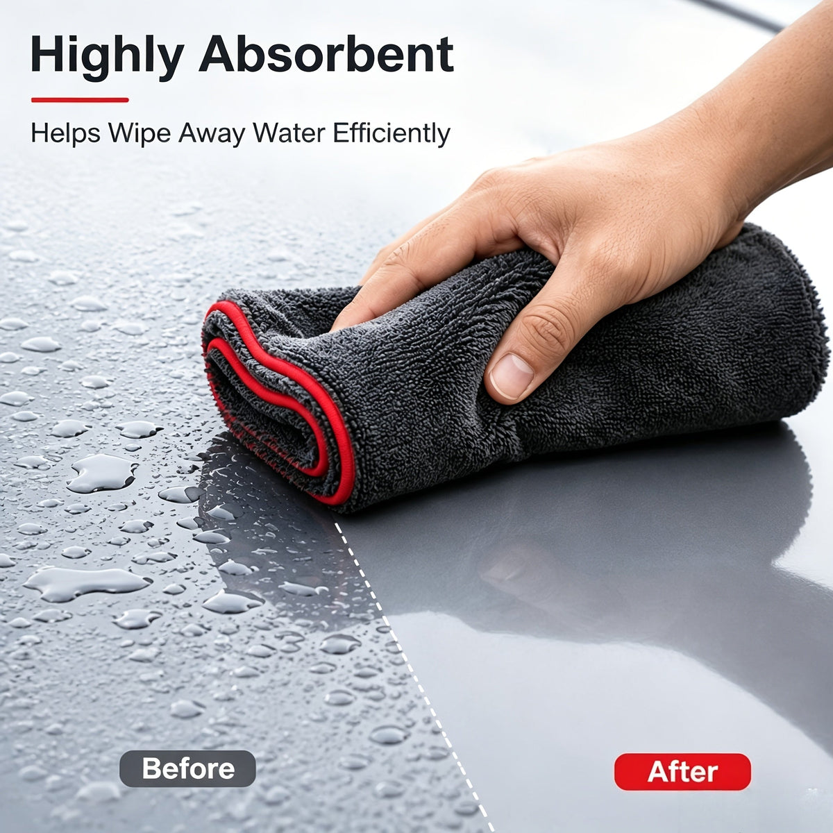 XXL Microfiber Car Drying Towel 2-Pack, Twist Ring Super Absorbent, Thickened for Cars Trucks Boats — Red & Gray Detail Cloth