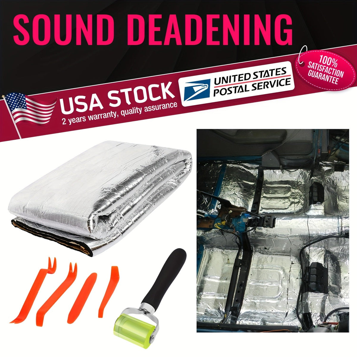 Car Hood Sound Deadener Heat Shield Mat 40"x40" (100x100cm), 5mm Self-Adhesive Engine Noise Insulation Foam with Aluminum Foil Thermal Barrier for Auto Engine Compartment