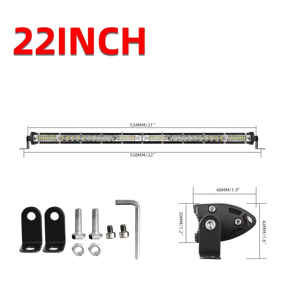 LED Light Bar Double Row Strip – Ultra-Thin 8/15/22 Inch 2000-3000LM Off-Road Work Light for Car Truck Jeep ATV Boat