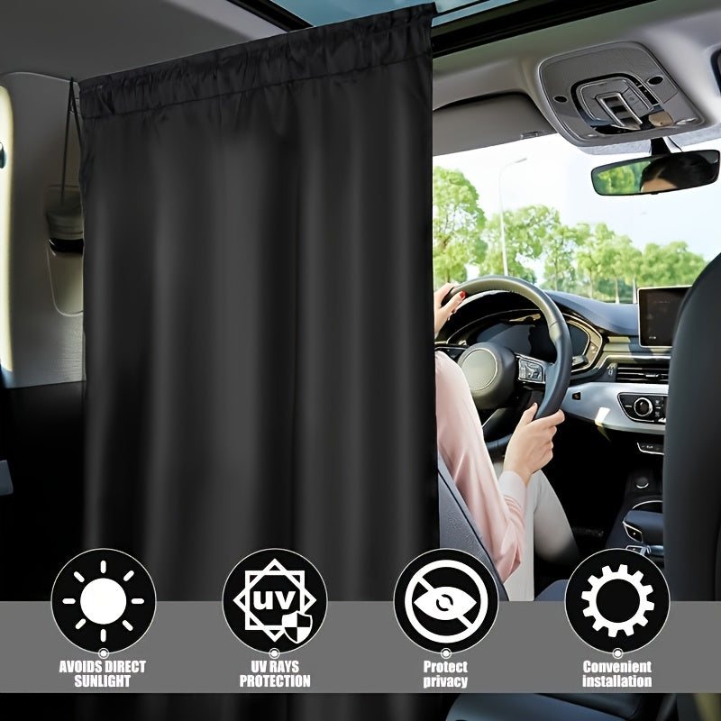 Car Curtains 99% Light Blocking 3PCS – Rear Seat Divider & Side Window Sunshade | Extra Large Universal Fit Sedan SUV Privacy Blackout