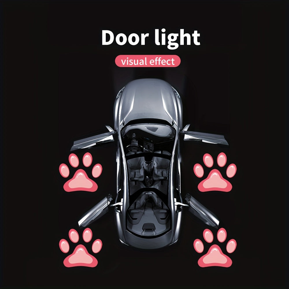 Car Door Step Courtesy Light 2pcs LED Projector, Welcome Shadow Logo Pattern Night Light, Festive Atmosphere Lamp — Sky Blue, Pink, Amber