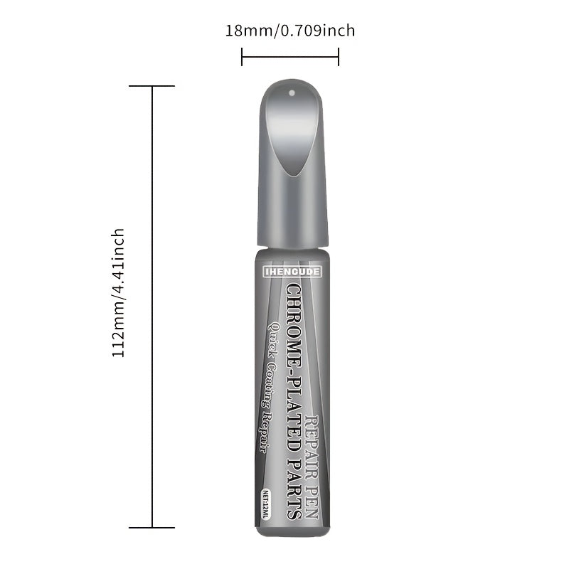 Chrome Scratch Repair Pen – Silver Touch-Up Paint Pen for Car Wheel Hubs, Door Handles, Emblems & Metal Chrome Parts