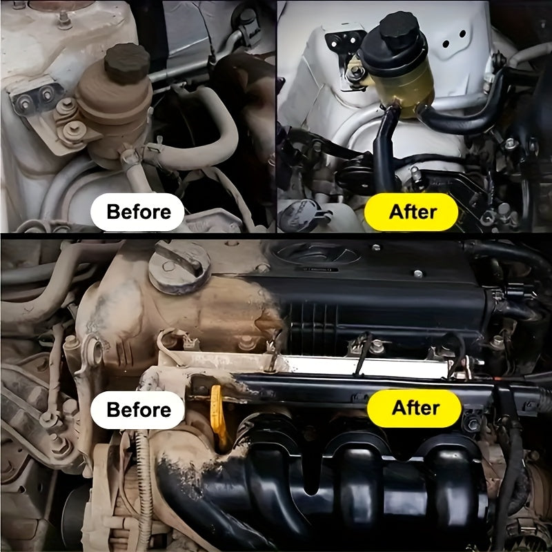 Engine Bay Plastic Restorer Spray – High-Gloss UV & Heat Protection Coating for Engine Compartment, 3.72oz + Sponge