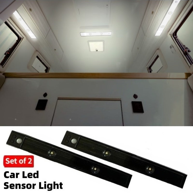 Motion Sensor RV Step Lights LED Indoor Night Light USB Rechargeable 250mAh Battery Wireless No Wiring for RV Camper Van Staircase Cabinet 2 Pack Black White