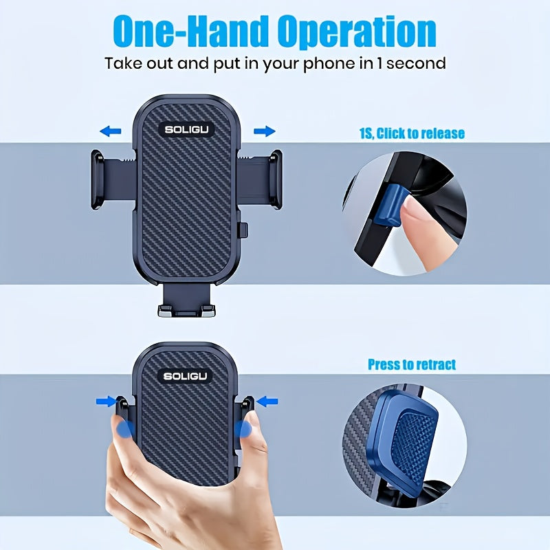 Soligu Universal Car Phone Holder Mount – Dashboard Adhesive, Adjustable Vertical & Horizontal, High Stability, All Phones