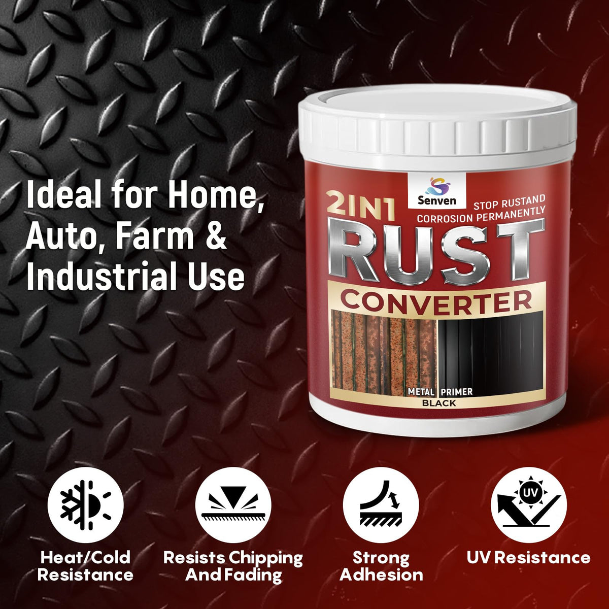 2-in-1 Rust Converter & Metal Primer 35oz – Black Rust Reformer, Heat-Resistant Encapsulator for Truck Frame, Car Chassis, Trailer & Automotive Metal