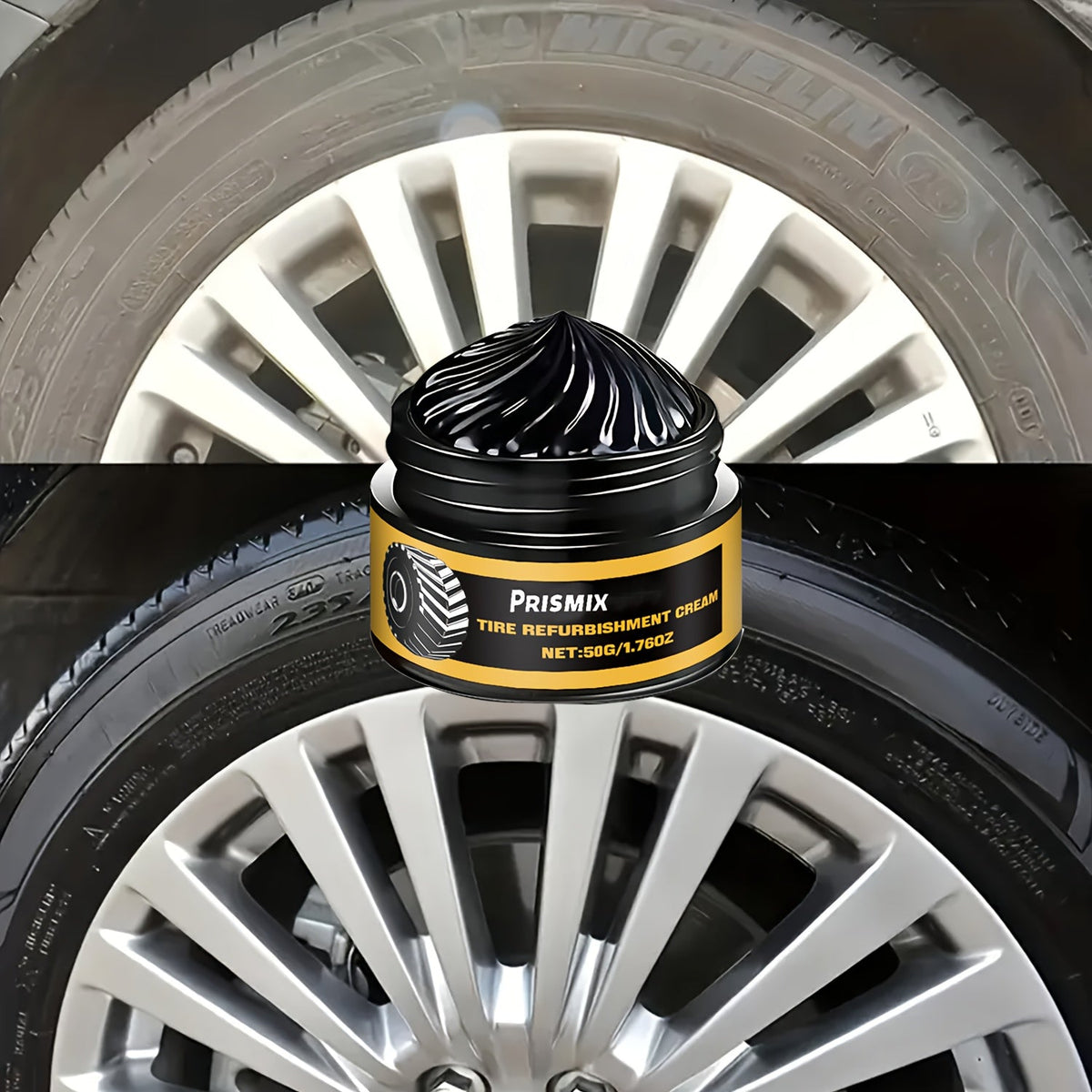 Tire Polishing & Retreading Paste 2-Pack 50g – Beeswax Formula for Lasting Shine, Rust Removal & Black Trim Restoration with Sponge