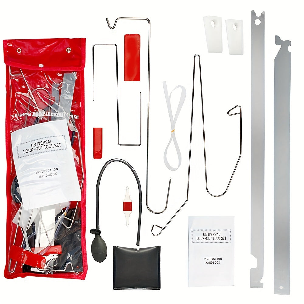 Car Lockout Tool Kit with Air Wedge Pump – 10-Piece Professional Auto Emergency Slim Jim Lock Out Set, Stainless Steel & TPU, for Car Enthusiasts & DIY Repair