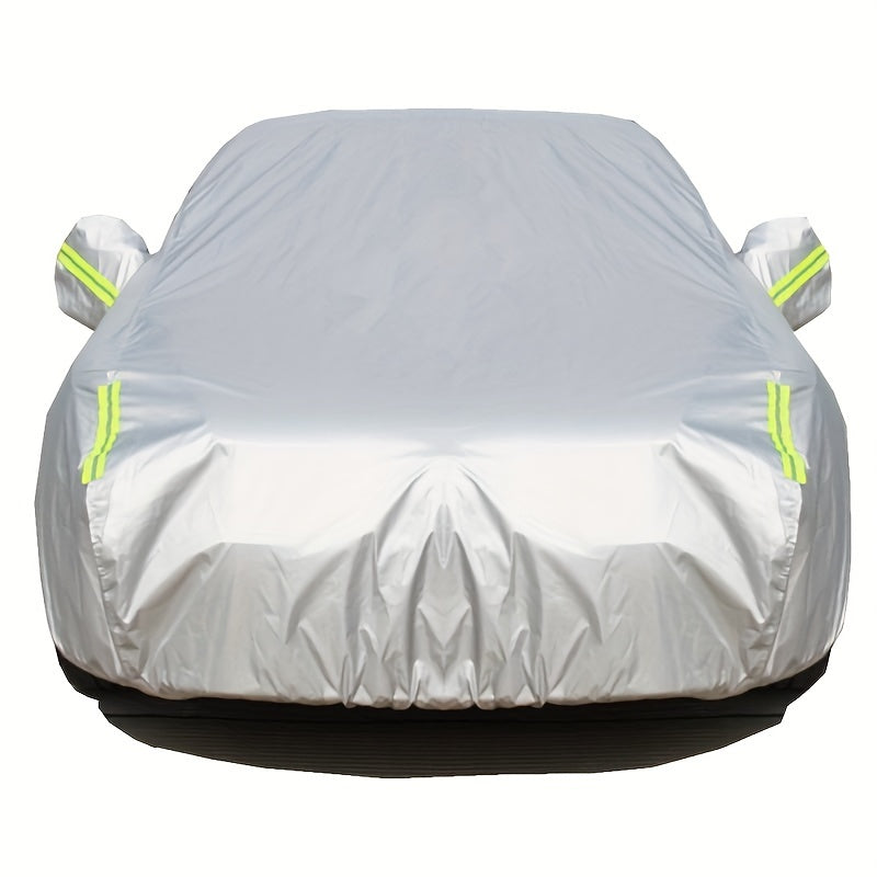 All-Season Waterproof Car Cover – 190T Oxford Cloth, UV Protection, Windproof, Fits Cars & SUVs 183–216 Inches, with Storage Bag (Silver)