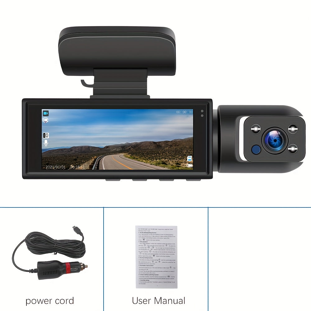 1080P Dual Dash Cam Front and Inside Car Camera, IR Night Vision Loop Recording, Wide Angle Dual Lens Dashboard DVR, Optional 32GB/64GB Card, 2" or 3.16" Screen