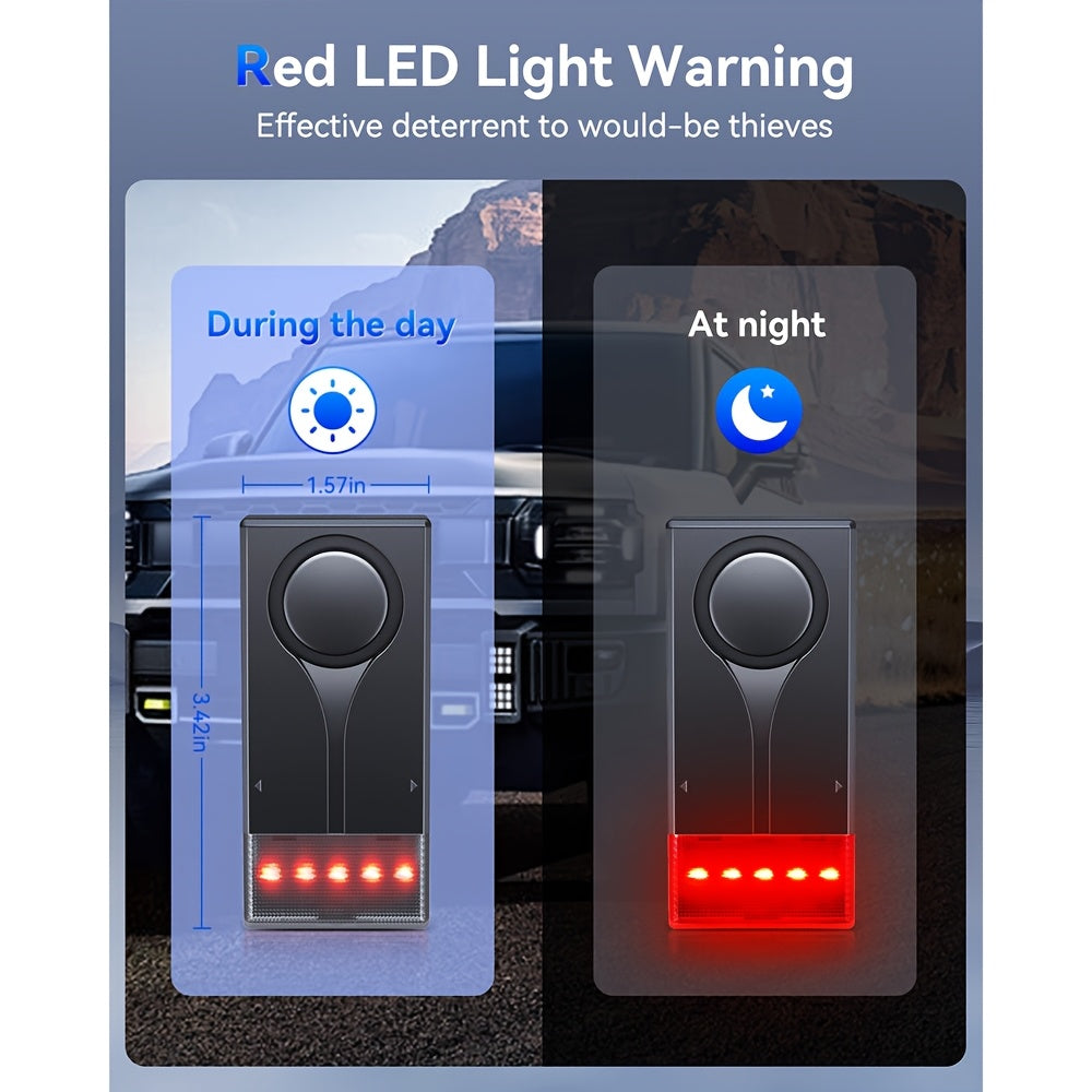 Car Vibration Alarm System 108dB – Wireless Remote Anti-Theft Sensor with LED Flashing Light, 3D Accelerometer, Magnetic Mount, Universal Vehicle Security Alert