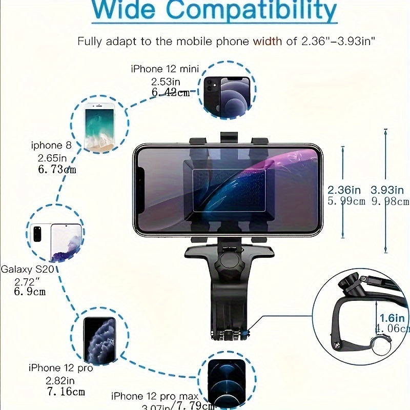 360° Rotating Car Dashboard Phone Mount Holder with Parking Number Plate Card – Universal GPS Navigation Bracket