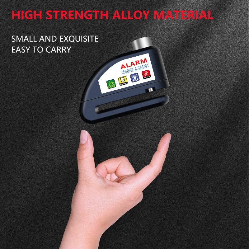 Motorcycle Disc Brake Lock 120dB Alarm Anti-Theft USB Rechargeable 500mAh with Reminder Cord for Motorcycle Bicycle Dirt Bike Scooter 4 Colors Red Black Yellow Blue