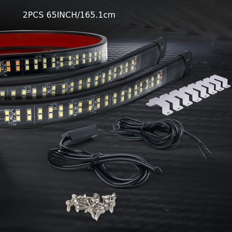 65-Inch Dual-Color LED Light Bar – Double Row Gradient Step & Rock Light for Pickup Truck, SUV, Ambient Lighting, Easy Install