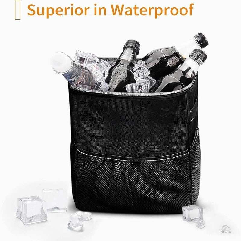 Car Trash Can with Lid 2 Gallon Leakproof Odor-Proof Vehicle Garbage Bin with Storage Pockets for Cars SUVs Trucks