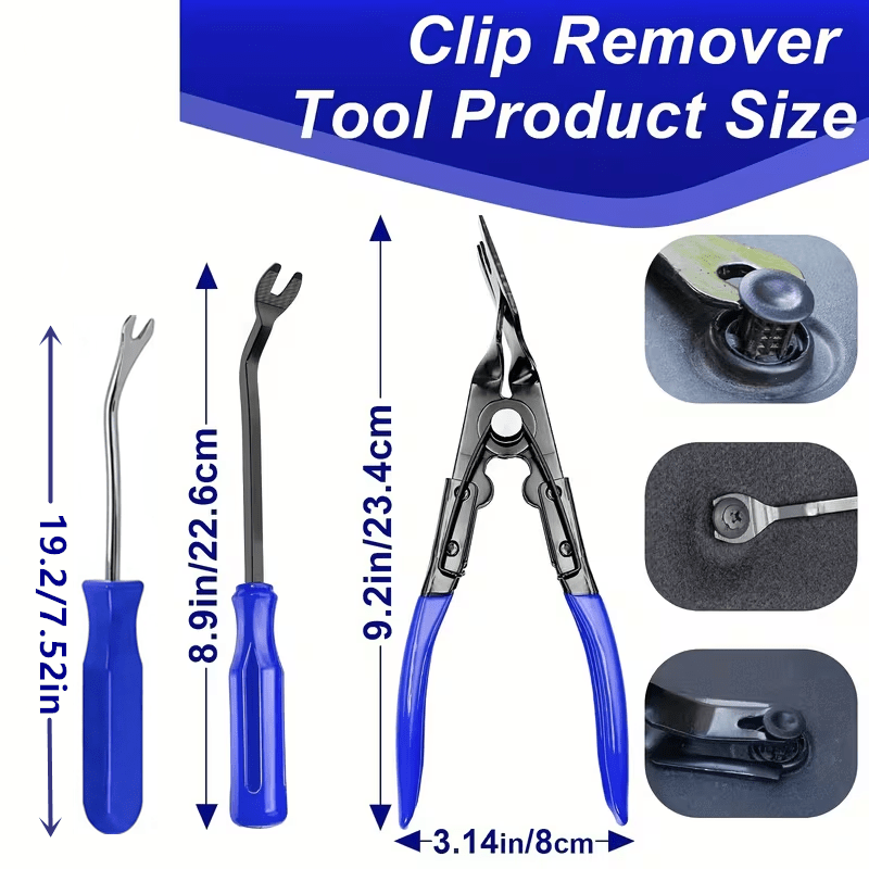 Car Panel Removal Pry Tool Set 4pcs, Interior Trim Clip Fastener Disassembly Tools for Door Panel Instrument Dashboard, Auto Pry Bar Kit — Red, Blue, Black