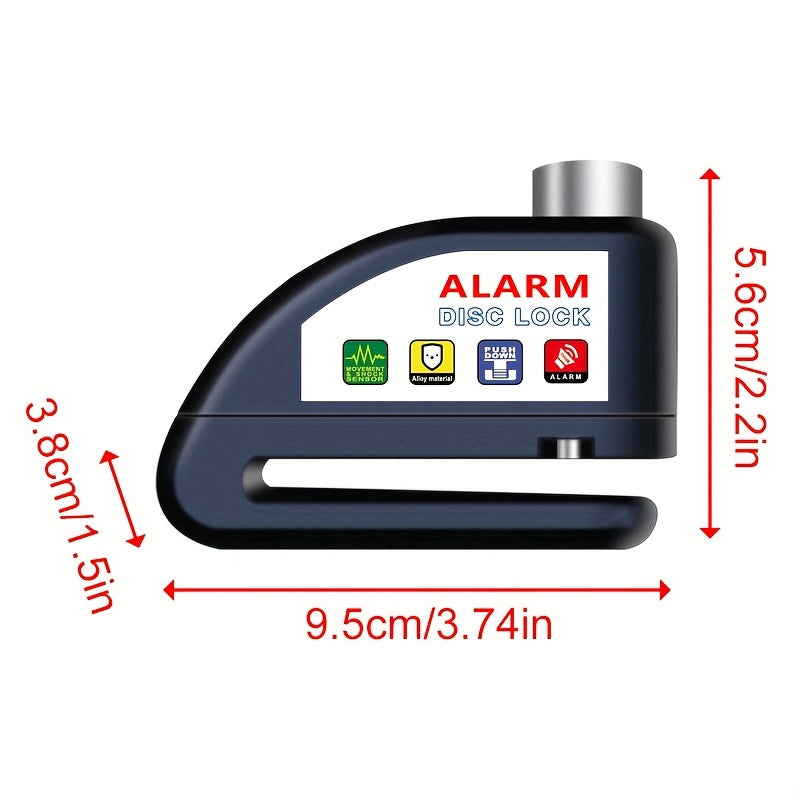 Motorcycle Disc Brake Lock 120dB Alarm Anti-Theft USB Rechargeable 500mAh with Reminder Cord for Motorcycle Bicycle Dirt Bike Scooter 4 Colors Red Black Yellow Blue