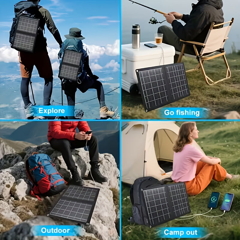 30W Portable Foldable Solar Panel Charger with USB Port | High-Efficiency Plug-and-Play Solar Charger for Phones, Tablets & Cameras – Camping, RV, Boat & Emergency