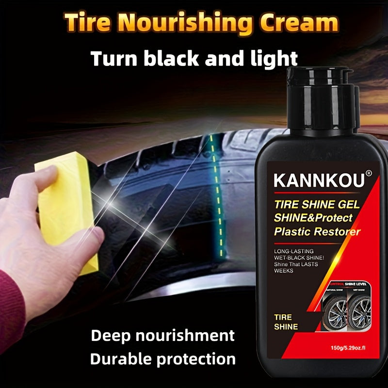 Tire Shine Polishing Agent, Deep Black Ceramic Spray, 4.06oz + Sponge, Wheel Restorer for Cars & Motorcycles, Durable Exterior Shine