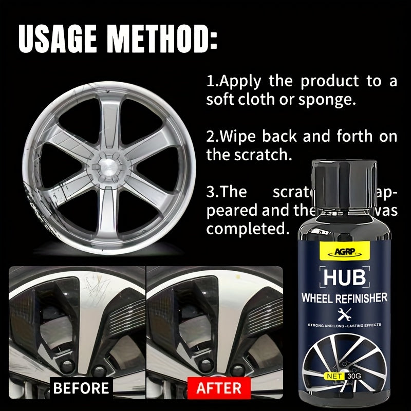 Car Wheel Scratch Repair Kit – Rim Refinishing Polish for Aluminum & Steel Wheels | Metal Shine Restorer with Protective Layer
