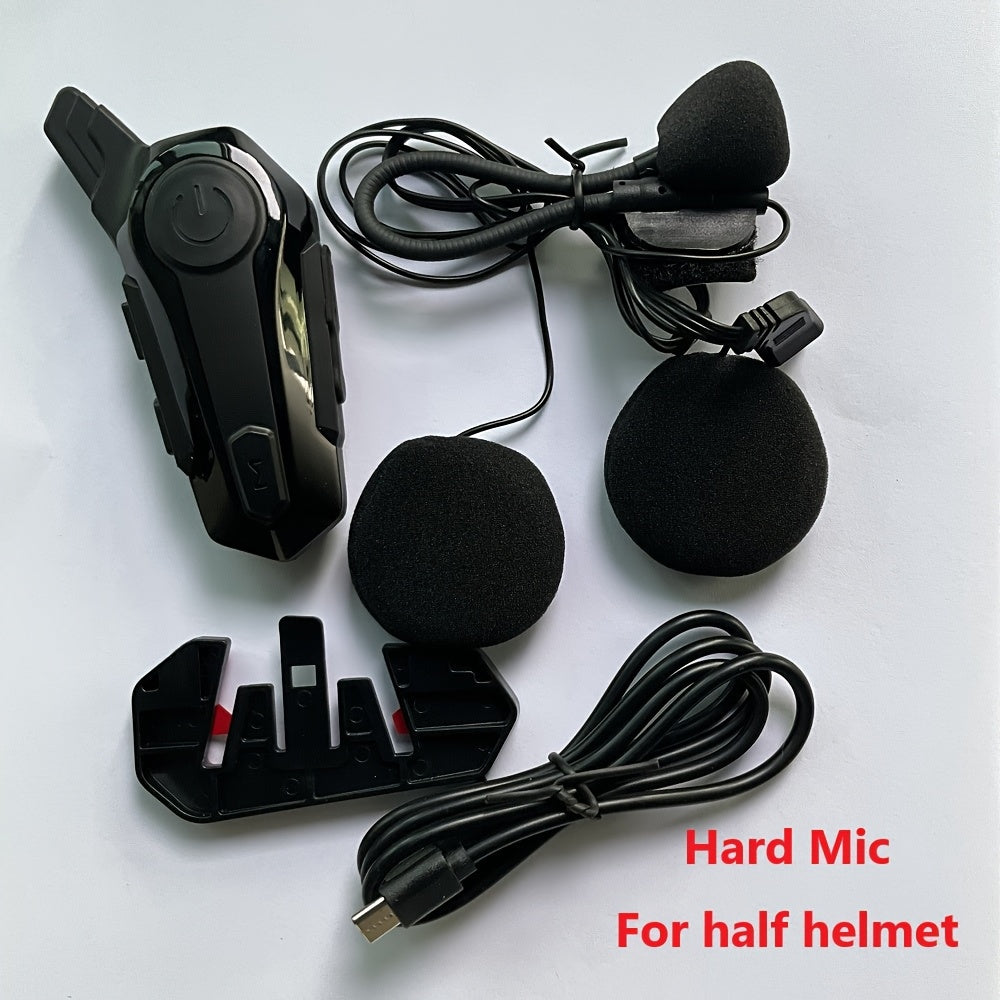 Motorcycle Helmet Bluetooth Intercom Headset – Wireless 2-Rider Communication, Compatible with Full-Face, 3/4 & Open-Face Helmets
