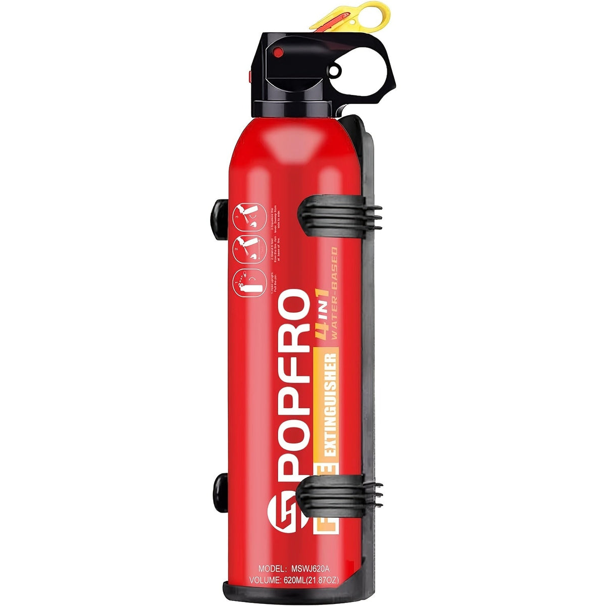 Portable Fire Extinguisher 4-in-1 for Home Garage Kitchen Car, Non-Toxic Easy-Clean Formula, Wall-Mounted, for Electrical & Textile Fires, 1 or 8 Bottles