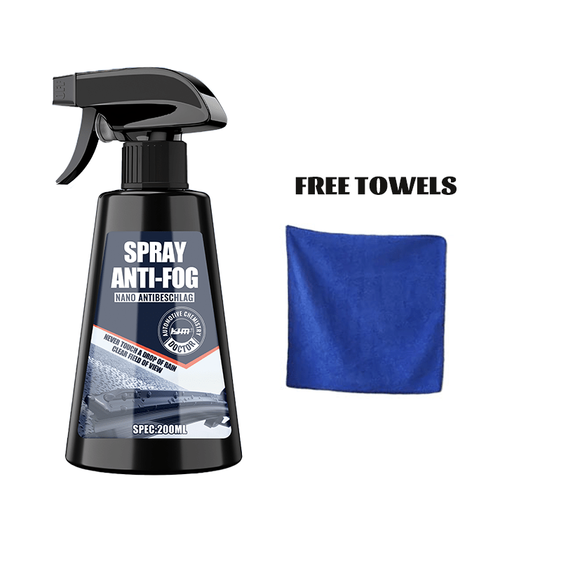 Anti-Fog Spray for Car Windshield & Helmet – Long-Lasting Defogging Agent for Glass, Mirrors & Visor, Improves Clarity | 6.76oz + Microfiber Towel