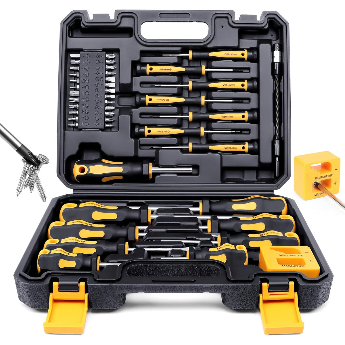 Precision Screwdriver Set 43/83/88Pcs, Chrome Vanadium Steel Magnetic Bits, Slotted Phillips Hex Torx, Professional Repair Kit with Storage Case for Electronics Watch Phone
