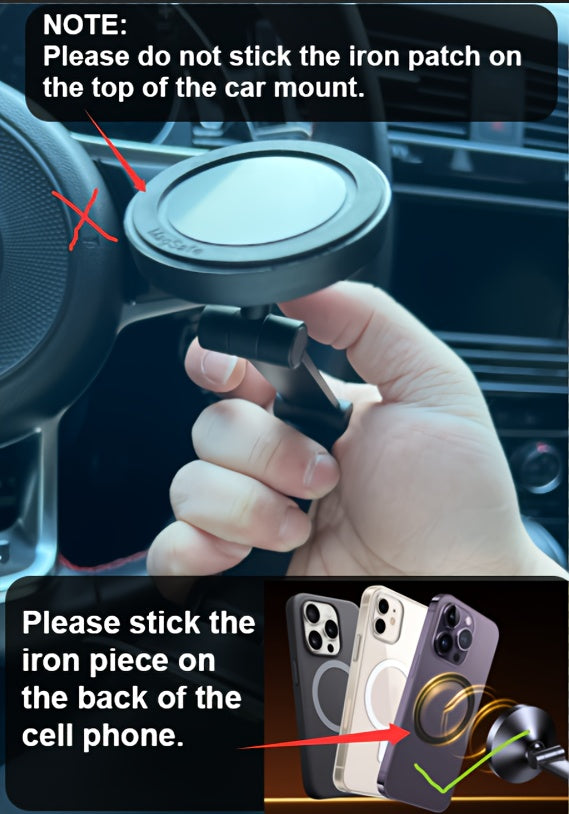 Magnetic Car Phone Mount – 360° Rotatable Dashboard Holder for iPhone & Smartphones | Strong Magnet Grip