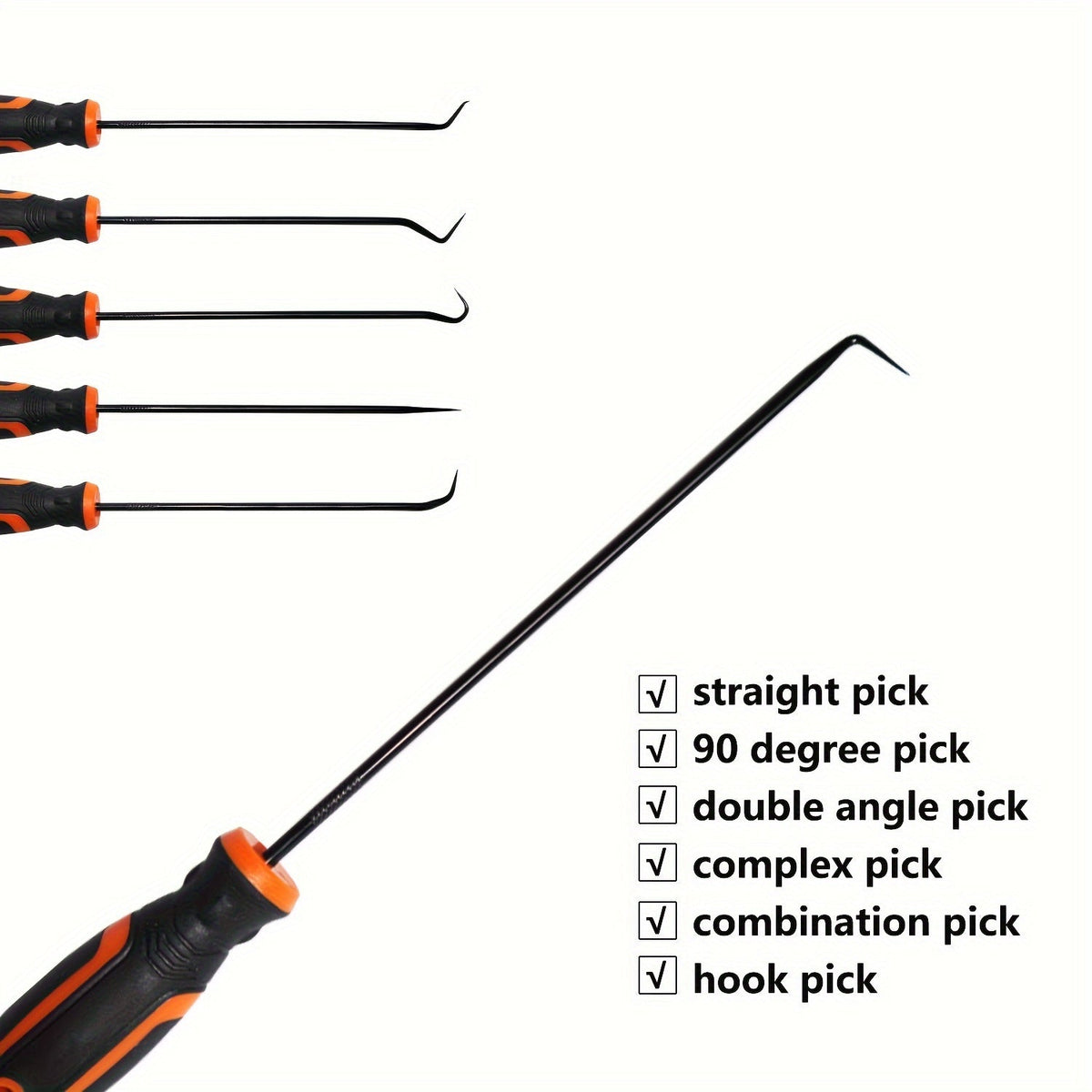 Hook and Pick Tool Set 6PCS, Oil Seal O-Ring Gasket Puller Kit for Car & Bicycle Maintenance, Precision Pick Tools for Seals Clips and Retaining Rings