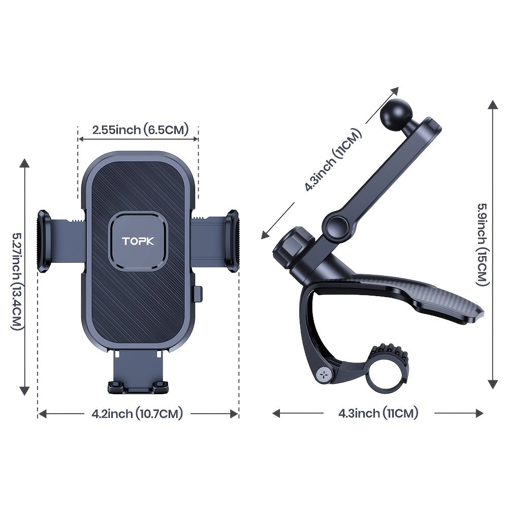 Car Phone Holder Mount, 360° Adjustable Dashboard Cell Phone Mount with Anti-Slip Silicone Clip, Multi-Angle Stable Automotive Smartphone Cradle for All Phones