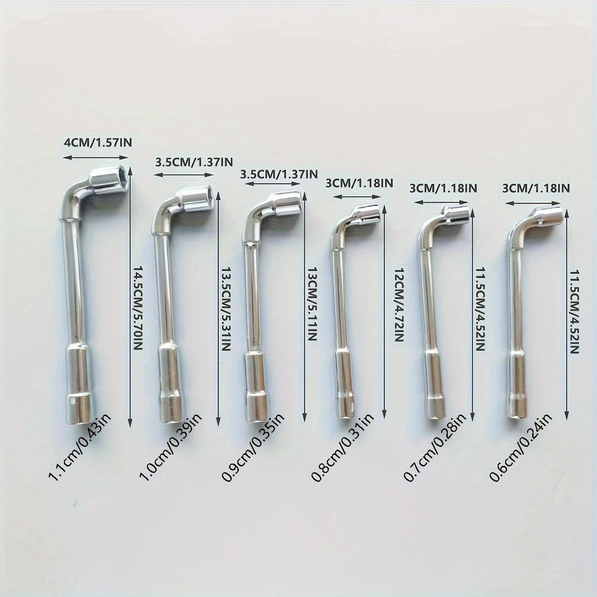 6pc Hex Socket Wrench Set | Mirror Perforated Wrench L-Shaped Elbow & Double-Head Hexagon Socket Pipe Wrench Kit