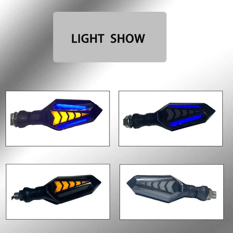 LED Double-Side Flow Arrow Turn Signal Light 2-Pack, 12V Universal Sequential Indicator for Truck Boat SUV ATV, Blue/Amber & Red/Amber, Waterproof Side Marker Light