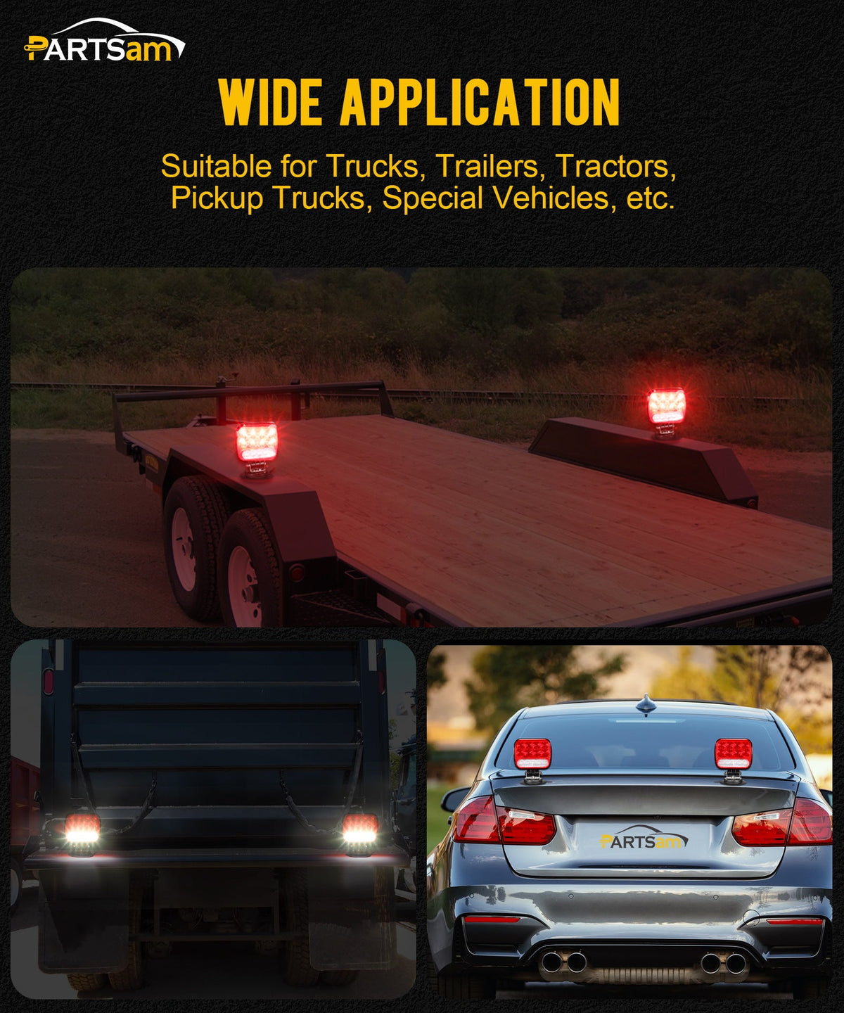 Wireless Magnetic Trailer Lights Kit 26 LED Stop Turn Brake Reverse 7-Pin Plug 12-24V IPX5 Waterproof for Trucks Trailers Towing