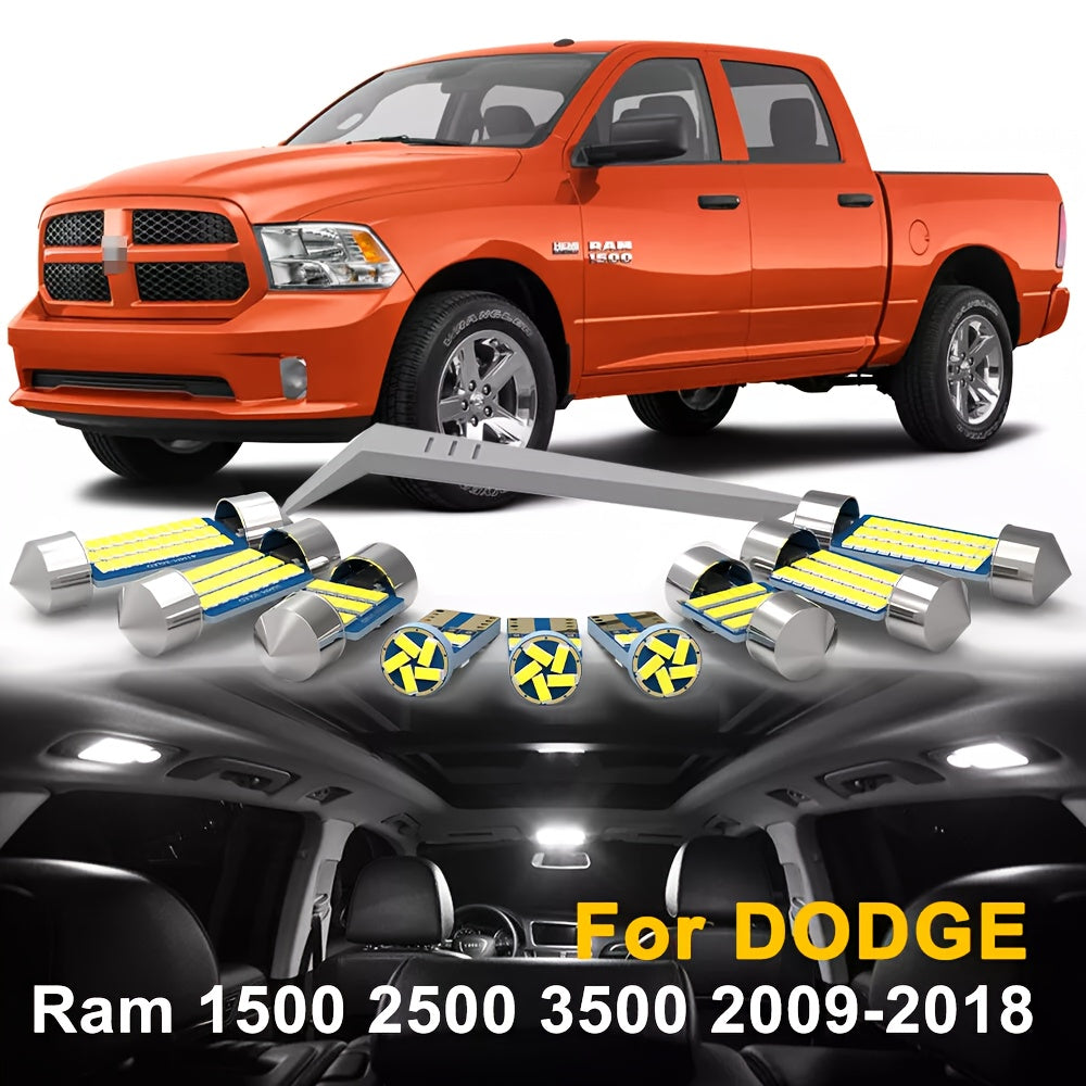 Interior LED Bulbs Kit for Dodge Ram 1500 2500 3500 1994-2023, Canbus 6000K Cool White Map Dome Trunk License Plate Lights, 12V Direct Fit — 13 or 17-18pcs