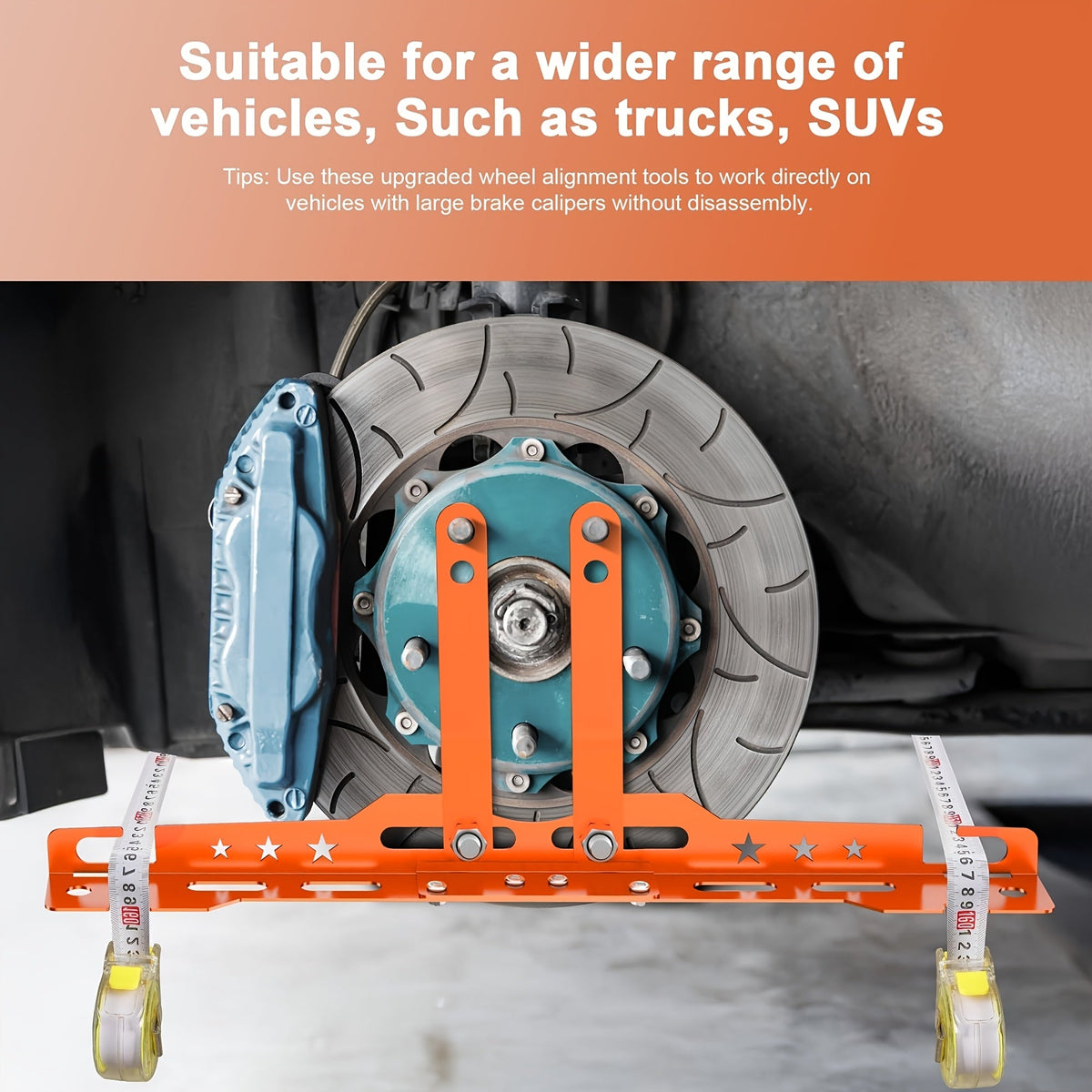 Wheel Alignment Tool Kit – Toe & Camber Angle Positioning Plates with 2 Measuring Bands, DIY Car Alignment Set for Home Garage, Red