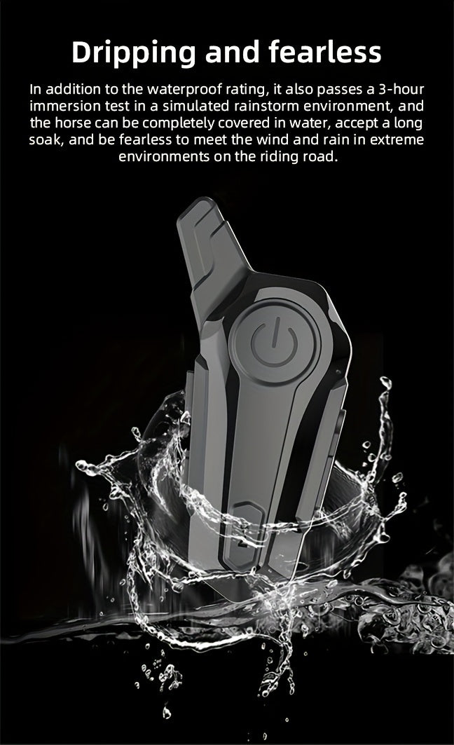 Motorcycle Helmet Bluetooth Intercom Headset – Wireless 2-Rider Communication, Compatible with Full-Face, 3/4 & Open-Face Helmets