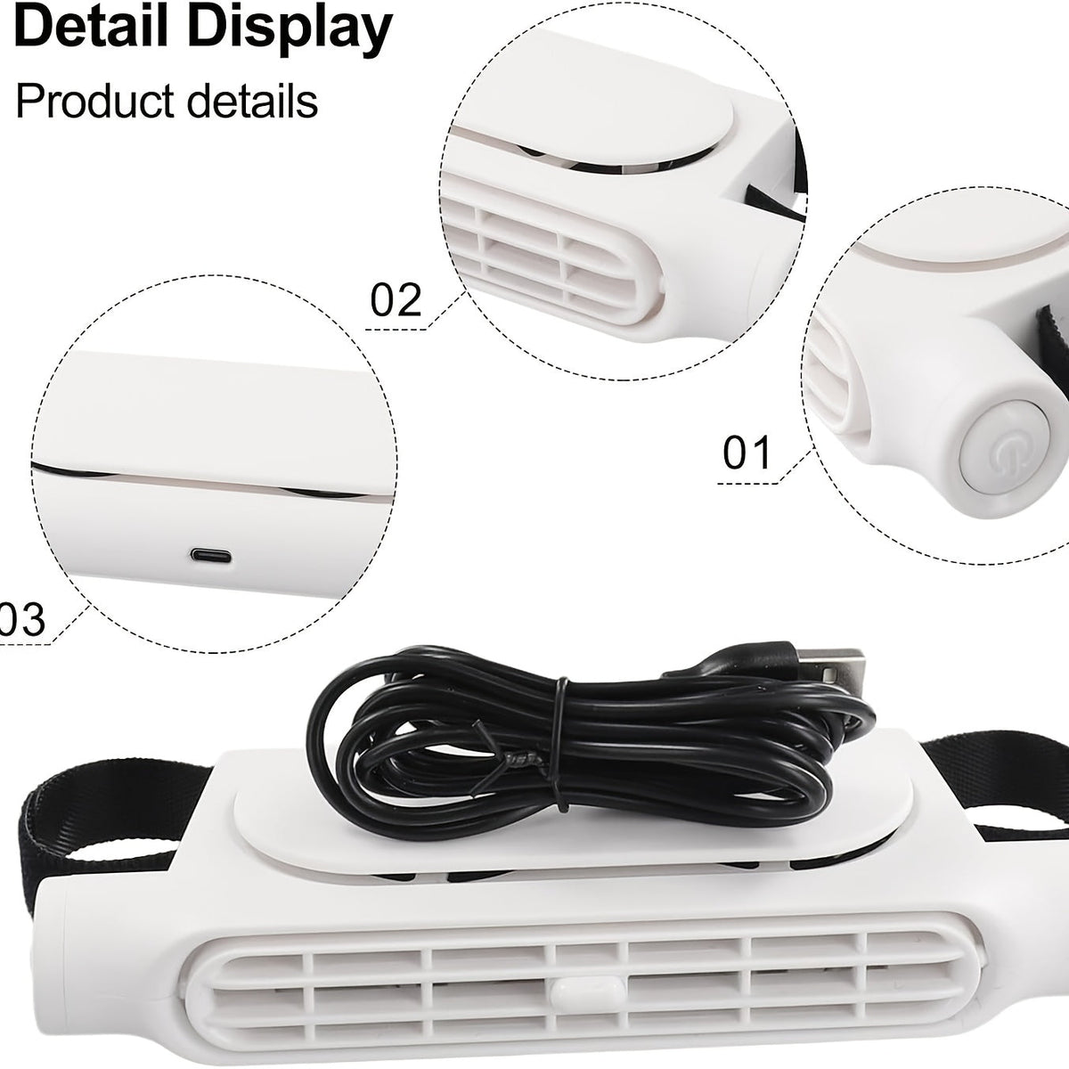 Car USB Bladeless Fan – 3-Speed Quiet Cooling Seat Fan | Plug-and-Play, Fits All Car Models, Black & White