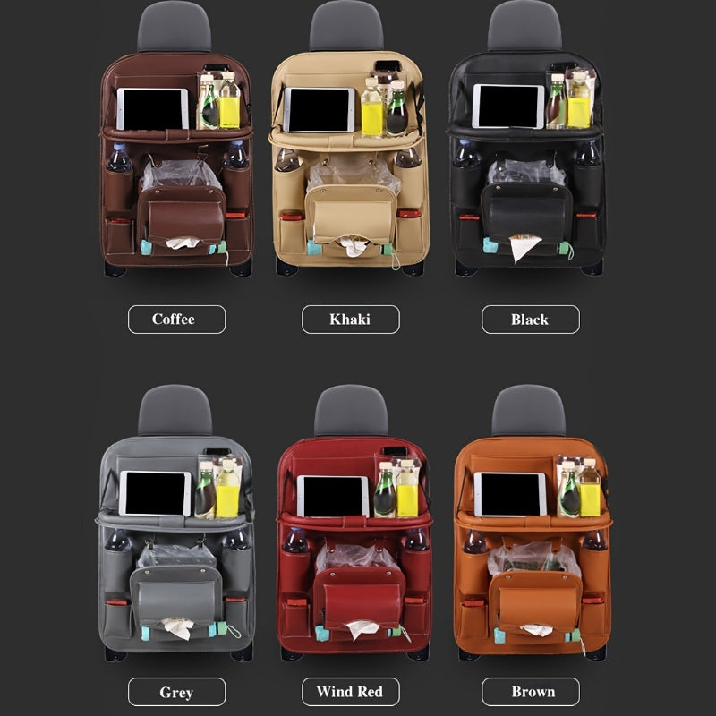 Car Seat Organizer with Foldable Tray Trash Can Multi-Pocket Rear Seat Back Storage Bag Headrest Hanging Organizer for SUV Truck Universal Fit 1pc 2pcs