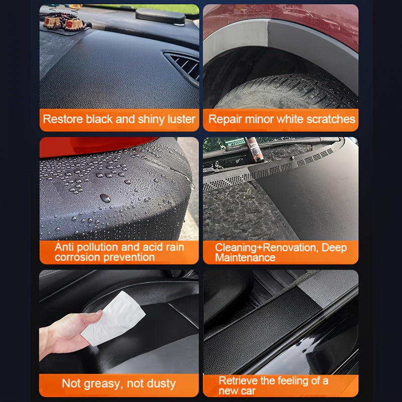 Car Plastic Restorer & Interior Shine Kit | Tire Dressing, Discoloration Fix & Plastic Renewal Cream – 150g with Applicator Sponge