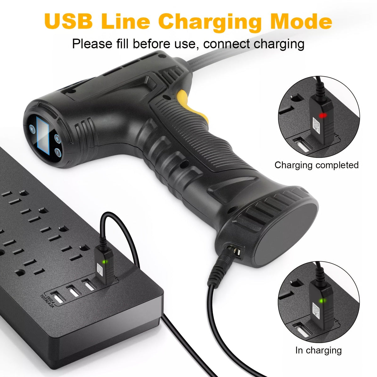 Wireless Tire Inflator Portable Air Compressor 5200mAh Rechargeable with Digital Display & Auto Shut-Off for Car Bicycle Balls – USB Charging