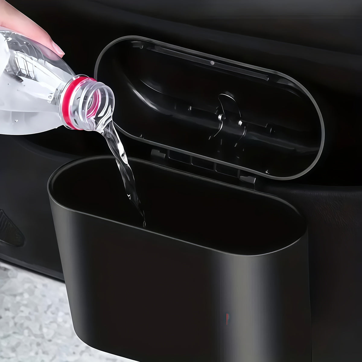 Car Trash Can Dual Compartment 2-Pack Hands-Free Lid Spill-Proof Compact Vehicle Waste Bin for Cars Trucks SUVs Vans Auto Interior Organizer