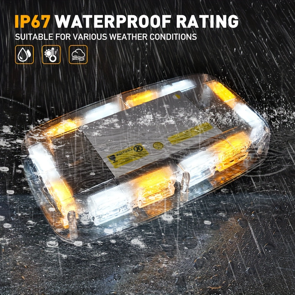 48 LED Roof Strobe Light Bar Emergency Warning Light IP67 Waterproof Magnetic Mount 12V 24V for Plow Truck Construction Vehicle Car Amber Green Red White