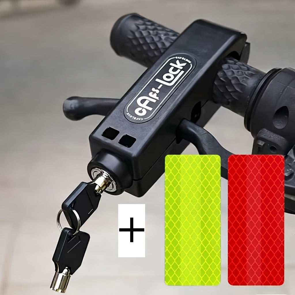 Motorcycle Handlebar Lock Anti-Theft Heavy Duty ABS Portable Security Lock with Reflective Strips for Scooter E-Bike Bicycle Universal Fit