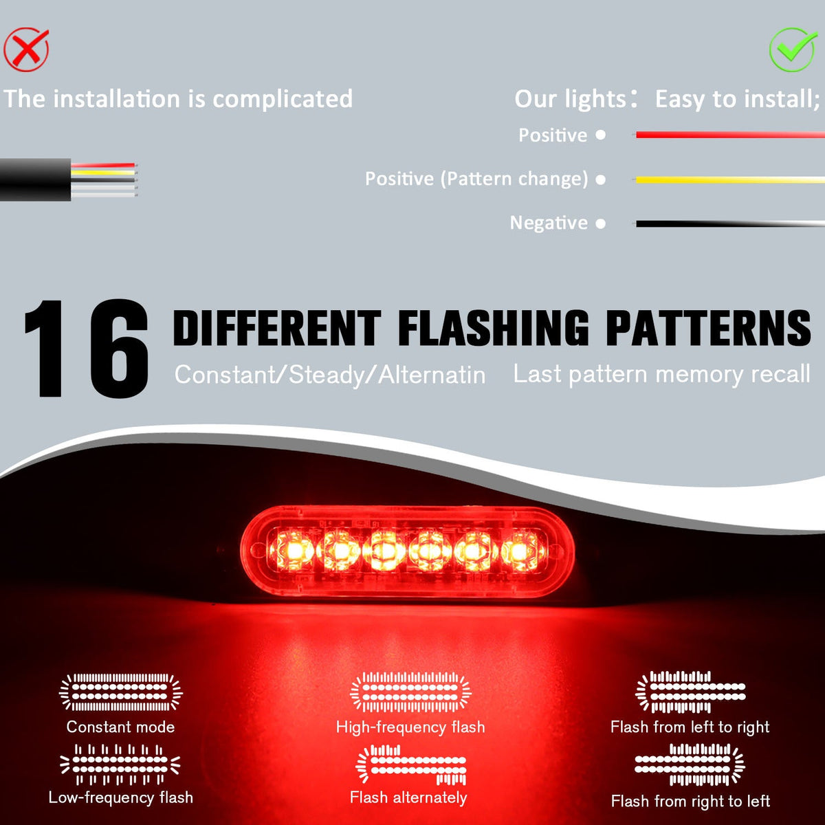 8PCS Ultra-Bright LED Light Bar Strip Kit, Truck Pickup Car Van RV Boat Lighting Decoration, Amber White Red Multi-Color Accent Lights
