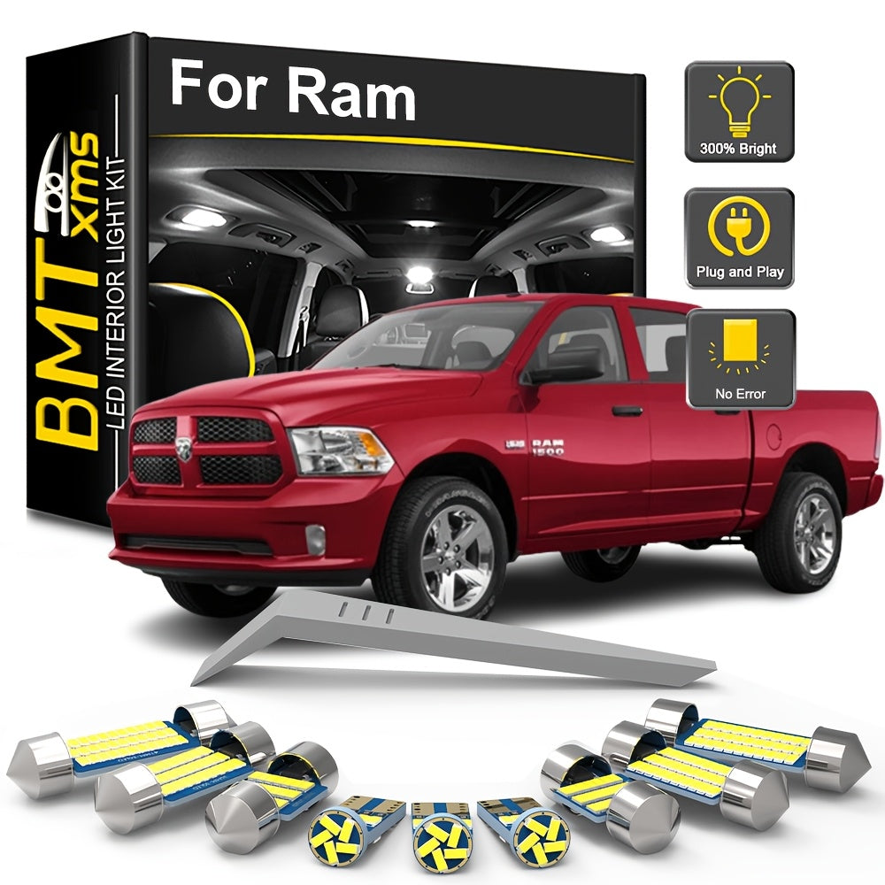 Interior LED Bulbs Kit for Dodge Ram 1500 2500 3500 1994-2023, Canbus 6000K Cool White Map Dome Trunk License Plate Lights, 12V Direct Fit — 13 or 17-18pcs