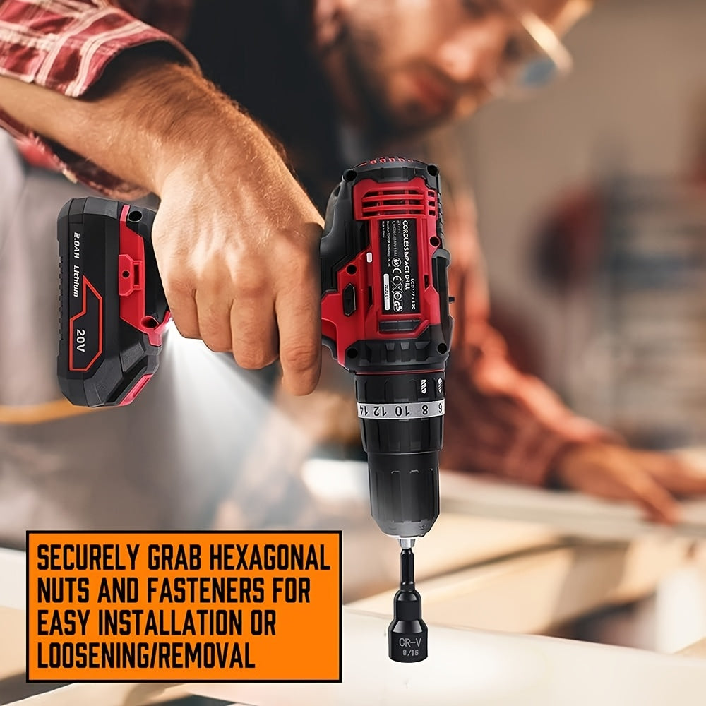 Magnetic Nut Driver Set 15pcs – 1/4" Hex Shank, SAE 1/4"-9/16" & Metric 6-14mm, Chrome Vanadium Steel, Impact Driver Compatible
