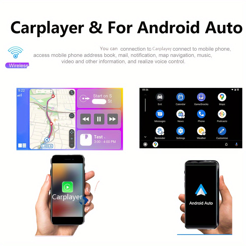 Portable Car Stereo 7-Inch HD Touchscreen – Wireless CarPlay & Android Auto, Mirror Link, Backup Camera, FM/AUX/USB/TF, Plug & Play for All Cars