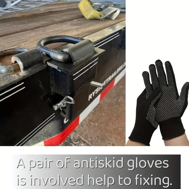 Stake Pocket D-Ring Tie Down Anchors Heavy Duty 12000LBS for Flatbed Trailer Truck Cargo – 6 or 8 Pcs with Hitch Pin & Anti-Slip Gloves