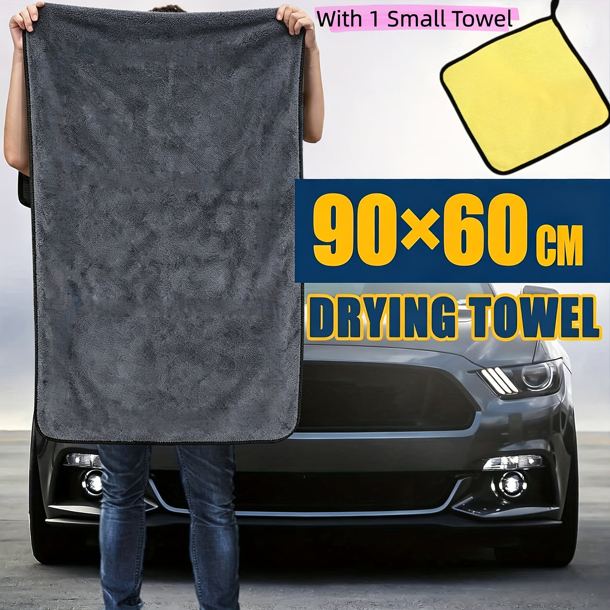 XL Twisted-Loop Microfiber Car Drying Towel 24"x35" – Super Thick, Ultra Absorbent, Lint-Free & Streak-Free Auto Detailing Cloth